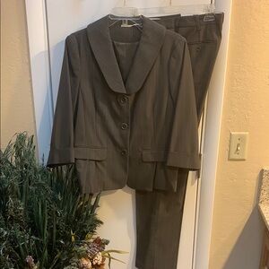 Max Studio Brown Pinstripe Blazer and Pants Set